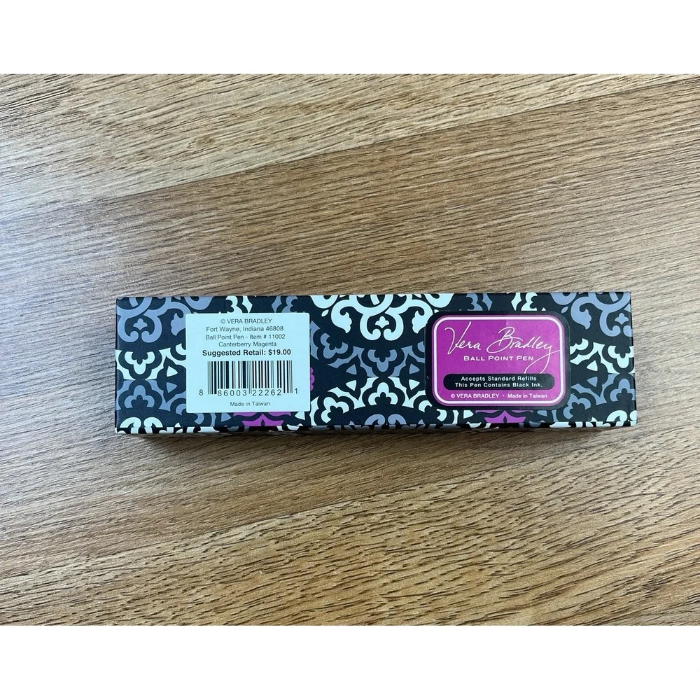 Vera Bradley Ball Point Pen in Canterberry Magenta , Black Ink NEW‎ in Box